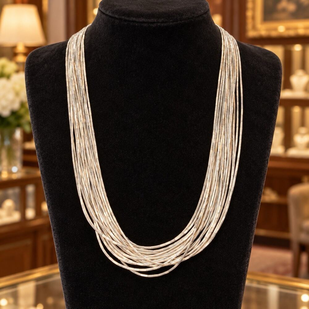 Vintage Liquid Sterling Silver 20 Strand Carolyn Pollack 28" Necklace 18”